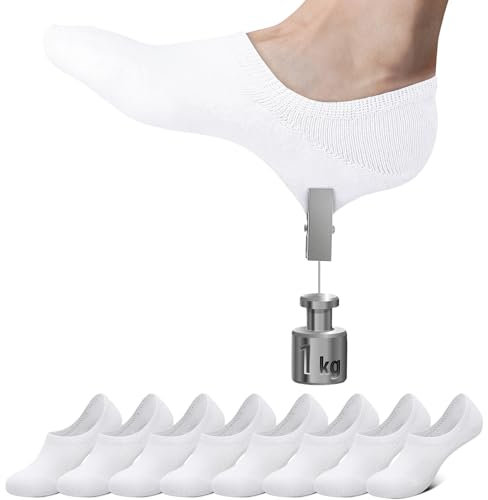 Falechay Sneaker Socken Damen Herren Füßlinge Footies 8 Paar Kurze Großes Silikonpad Verhindert Verrutschen Unsichtbare weiß 35-38
