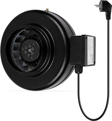 neverest® RV-B 100 mm Ventilatore Centrifugo in Linea Aspiratore Professionale Condotto Riscaldamento Raffreddamento 210 CFM, 300 pa, 2400 rpm, 42 dB (A) 70 W 0.65 A Min/Max.