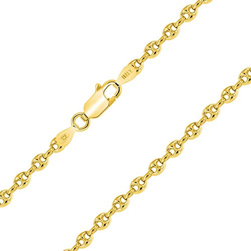 PLANETYS - Kaffeebohne Bohnenkette 925 Sterling Silber 18K Vergoldet Kette - Halskette - 2.5 mm Breite Längen 60 cm