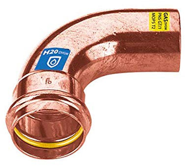 Frabo Kombifitting Pressfitting 90° V Kontur Bogen 15mm für Wasser und Gas