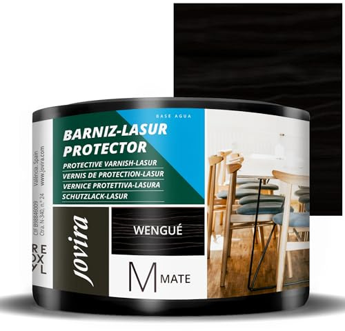 JOVIRA PINTURAS BARNIZ-LASUR Protector MATE al Agua |375 ML| Protege, decora y embellece todo tipo de madera. (375 Mililitros, Wengué) G-11