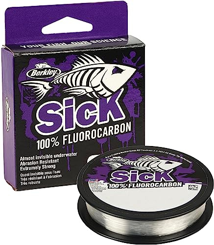 Fluorocarbone Berkley Sick Leader Material - 50m de tête de Ligne Invisible de fluorocarbone Transparent, coulant Rapidement. Parfait pour la pêche en Eau Douce et la pêche en mer