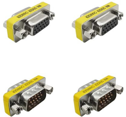 iYueMps Connecteur DB15 Changeur de Genre VGA Femelle à Femelle Mâle à Mâle Adaptateurs RS232 15 Broches Connecteur - 4 pièces