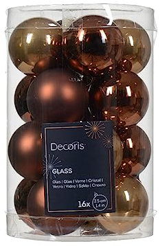 Weihnachtskugeln Glas 35mm x 16 Stück kleine Christbaumkugeln Espressobraun - Ingwerbraun Braun Mix