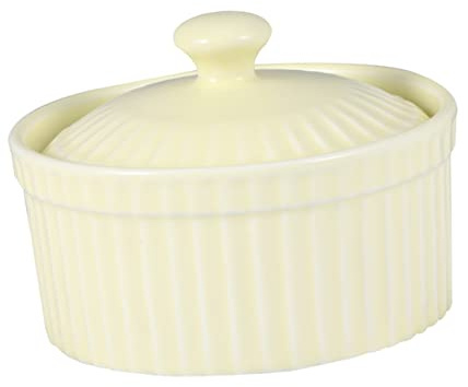 BESTonZON Bol à Pâtisserie Céramique Avec Couvercle Bol Chaud Pour Pudding Gelée Et Flan Petit Dessert Pour Cuisine Maison Résistant Chaleur Jaune