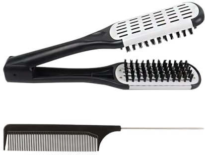 Pettine lisciante in 1 pezzo, fornito con pettine in acciaio, spazzola per capelli, raddrizzatore e strumenti per parrucchiere