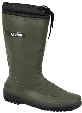 Cofan Botas de Agua con Forro Polar | Botas Impermeables en color Verde | Fabricadas en PVC (Verde/Negro, Sistema tallas calzado EU, Adulto, Números, mediano, 42)