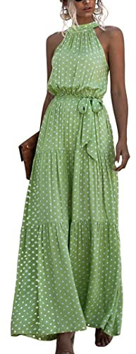 EFOFEI Damen Sexy Lässiges Date Kleid Einfarbiges Swing Kleid Freizeit Stilvolles Partykleid Kleid Mit Hohem Halsausschnitt Punkt Grün M