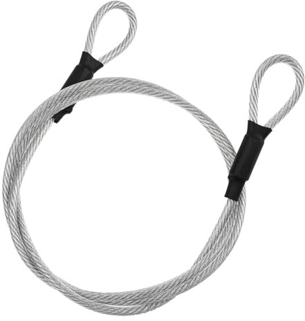 Stahlseil mit ösen, 1.2 m X ø 5mm Schlaufenkabel Edelstahl Drahtseil mit ösen Silber Sicherheitskabel Langlebig Drahtseil Kabelschloss für Terrassenmöbel Fahrrad Diebstahlsicherung, Fahrradanhänger