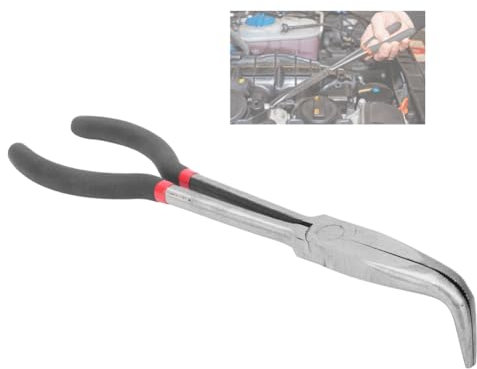 Needle Nose Pliers 280mm Long Nose Pliers 90 Degree Curved Nose Pliers with Long Handle 11inch Long Nose Pliers 90 Degree Angle Curved Pliers for Wire Processing, Jewelry Repairs Needle-Nose Pliers
