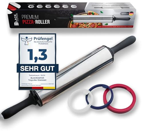 Blackvapor® Rullo per pizza in acciaio inox, progettato per gli amanti della pizza, impasto per pizza di prima qualità, con rivestimento antiaderente, facile da pulire