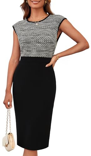 GRACE KARIN Women's Occasion Dress Formal Work Office midi Dresses Crew Neck Sleeveless Pencil Dresses Black XL