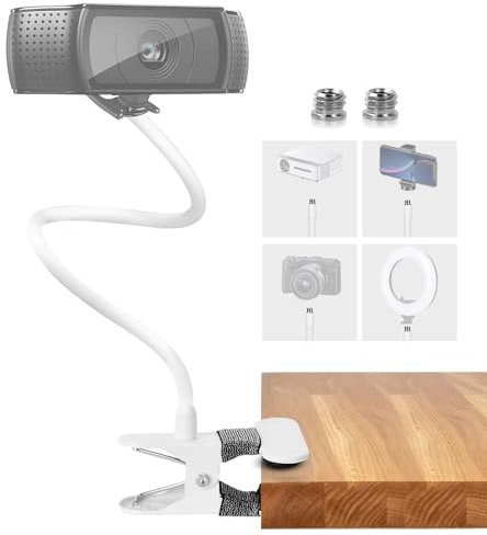 Suprbee Webcam Ständer Halterung, 1/4 Gewinde Schwanenhals Halterung mit 3/8 Schrauben, Schreibtisch Kamera Halterung für DSLR Kameras, Webcam, Ringlicht, Handcam und Handys