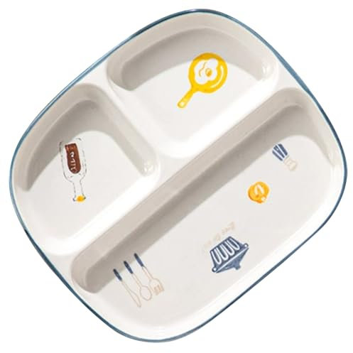 BOGDTF Assiette à dîner en céramique, Plateau réutilisable à Compartiments divisés pour Petit-déjeuner, pâtes, Fruits et salades, Passe au Micro-Ondes et au Lave-Vaisselle.