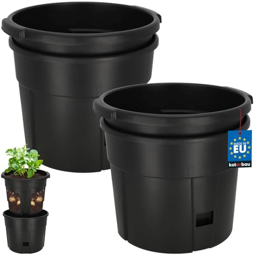 KOTARBAU® 2-pack Potatisodling – Kruka för planteringspotatis – ⌀ 29,5 cm – Plast – Potatis – Planteringskruka – Svart – Planteringskrukor – Stora – Utomhus