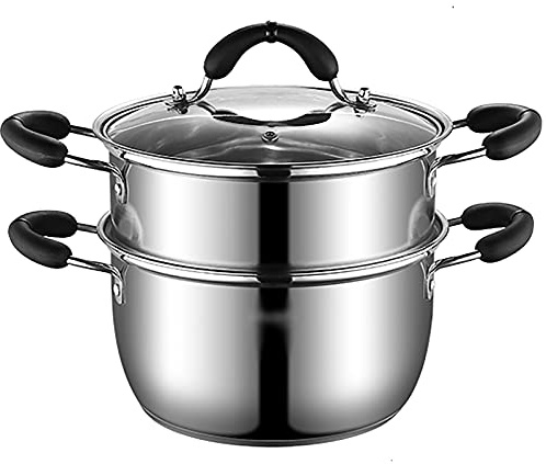 Steamer Pot/Stock Pot 304 Stainless Steel Thickened Household Cooking and stewing Porridge Milk Pot Gas Induction Cooker, 26cm
