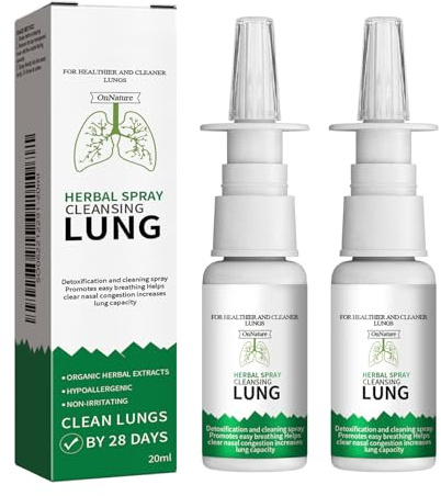 EONFAVE Lungrengöring & nässpray, 2 stycken lungrensare spray, mild kroppsvård, kroppsuppfriskning, för borttagning och andning – 40 ml