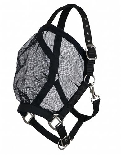 JA Horse JA4037 Fly Mask Halter Fly Mask Halter Fleece Elastic Band Forehead High Quality Fittings Adjustable Chin Strap Fit Pasture Halter Anti-Chafing Willow Riding (Cob)