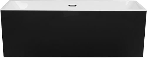 Acryl Badewanne rechteckig freistehend schwarz mit Überlauf 170 x 81 cm Rios