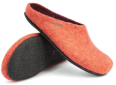 MagicFelt Tofflor AN 709 av ren ull – tofflor för kvinnor och män – halkfria och anatomiskt formade, Lax, 45 EU