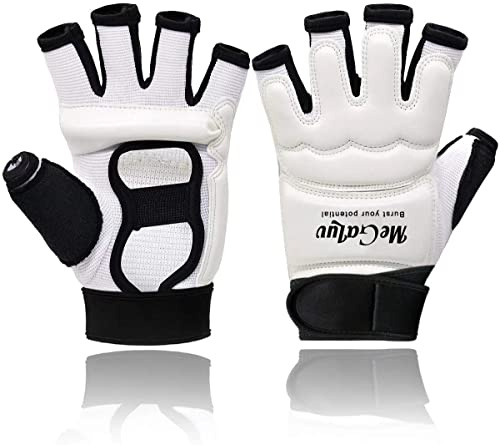 Boxhandschuhe Männer Frau Kinder Boxhandschuhe MMA Handschuhe Herren Set Boxen Trainingshandschuhe Boxhandschuhe Leicht Taekwondo UFC Halbfinger Kickboxing BoxsackHandschuhe（Weiß,L）
