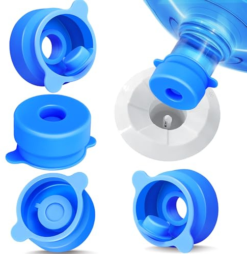 U-Goforst [6 PCS] 3 & 5 Gallon Water Jug Cap - 55mm Food Grade Silicone Reusable Bottle Cover for Standard/Screw/Crown Tops, Dispenser Replacement Lids, Non Spill & Leak Free 6 Pack