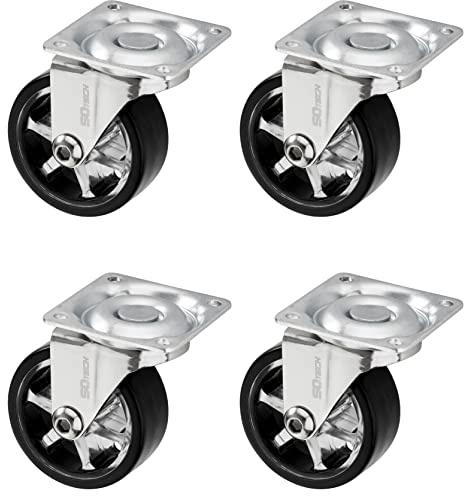 SOTECH 4 st Svängbara hjul SHIFT design hjul Ø 50 mm svarta, belastning upp till 140 kg (35 kg per hjul) höjd 64 mm