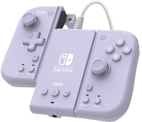 Hori Split Pad Compact Attachment Set (Violetto Lavanda) Controller ergonomico per la modalita' portatile con adattatore cablato per Nintendo Switch/OLED - Licenza ufficiale Nintendo
