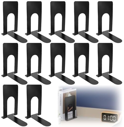 Delamiya 12 Stück Metall Buchstützen, Schwarz, 130 x 70 x 80 mm