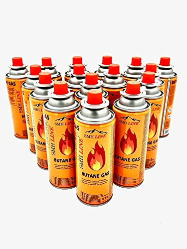 SMH LINE® 12 cartuchos de gas butano, 227 g, MSF-1A, quemador Bunsen, hornillo de camping, hornillo de gas, calentador de gas