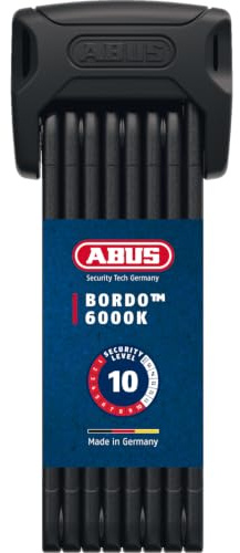 ABUS Bordo 6000K folding lock with SH lock holder - Bike lock with XPlus cylinder for high tamper protection - ABUS security level 10 - Length 120 cm - Black/Orange