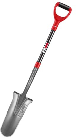 Hantop Pala de drenaje, pala de jardín con mango de fibra de vidrio para excavar, jardinería, zanjas, trasplante, 44 pulgadas