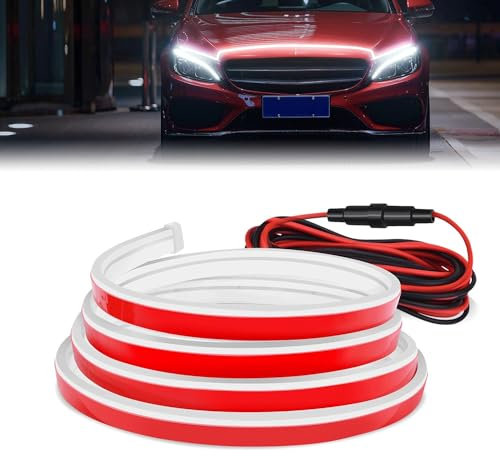 Auto Motorhaube Lichtstreifen, 180CM Universal Wasserdicht Car Hood Led Strip Lights, Dynamic Scan Start Up Hoodbeam Kit, Car Hood Light Strip, Universal Auto Tagfahrlicht für Autos, SUVs, LKWs