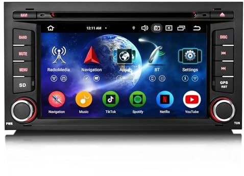 Erisin 7 Pulgadas 8 Núcleos 4GB+64GB Android 16 Radio Coche GPS Navegación DVD Estéreo de Automóvil para Seat Leon IPS Pantalla táctil Soporte CarPlay Android Auto DSP Bluetooth WiFi Dab+ USB CANBUS