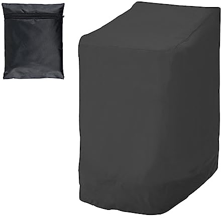 NIHUIFDPY Housse de chaise de jardin empilable Oxford 210D robuste et imperméable avec grille d'aération, coupe-vent, anti-UV, avec cordon de serrage, 114 x 85 x 65 cm (1 pièce)