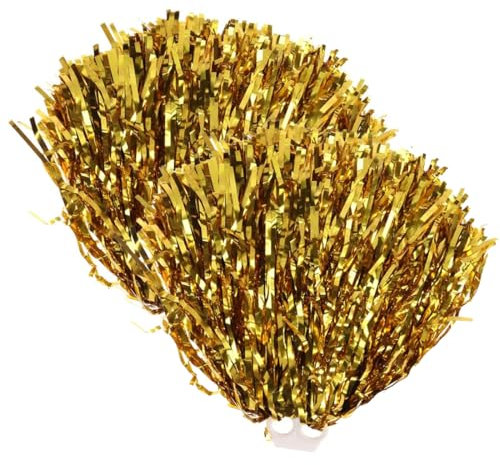GXGM 2 Stück Gold cheerleader pompons, pompoms cheerleading, pompom maker, pom poms cheerleading für Sportveranstaltungen, Tänze, Karnevalspartys, Ballspiele, 40g