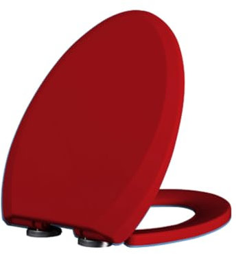 Giural WC Sitz Mit Absenkautomatik, Farbiger WC Deckel Mit Absenkautomatik Klodeckel Toilettensitz Mit Langsamer Absenkung, Klobrille V Form,Rot
