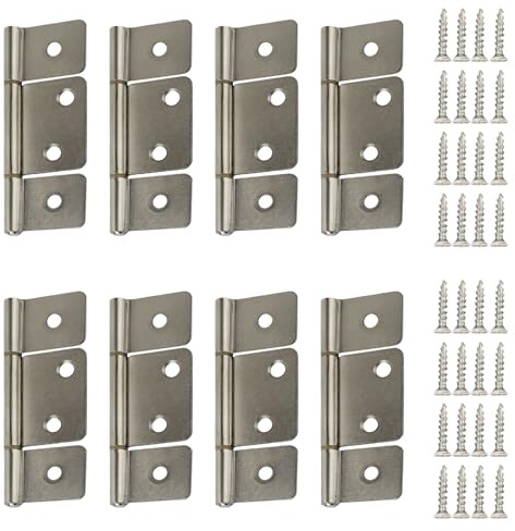 Three Leaf Non-Mortised Hinge for Mobile Home & RV Interior 8 Packa Satin Nickel Door Hinges with Screws