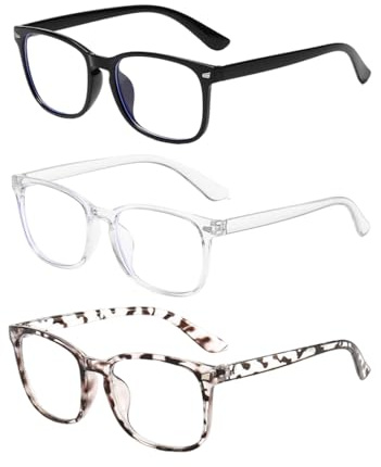 ForestM 3-Pack Blue Light Blocking Glasses for Women Men, Reading Glasses Blue Light Glasses Anti Glare Clear Computer Glasses to Prevent Eye Strain