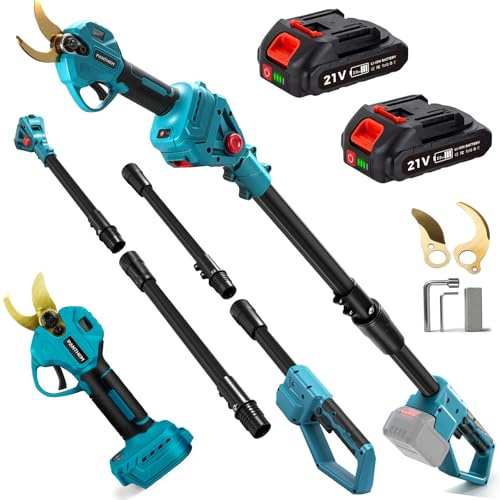 Cordless Electric Pruning Shears for Makita 18V with 2m Long Reach Telescopic Pole 45mm 21V * 2Ah Battery Scissors Garden Secateurs Cordless Tree Pruner for Pruning Trees Shrubs and Fruit Trees