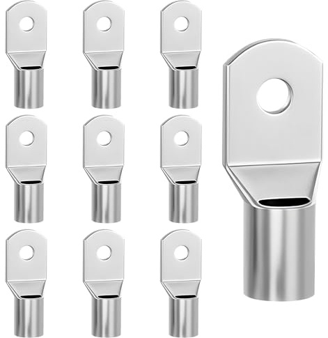 Tunejoy Kapstångsrör 50mm² Elektriska Terminaler SC50-8 av Tennpläterat Koppar Icke-isolerade Ringanslutningar för Bil och Elektriska System Silver 10 Stycken