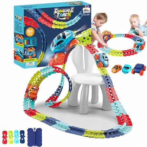 Anti-Gravity Race Track Set - 360° elektrisk klätterbil med LED-lampor, flexibla modulära banor 138PCS