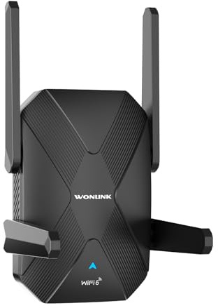 WONLINK WiFi Extender Booster AX1500 WiFi 6 Booster Range Extender 5GHz/ 2.4GHz Dual Band WiFi Repeater, 4x Antennas, Wireless Internet Booster, Repeater/Router/AP Mode, WPS Function, UK Plug