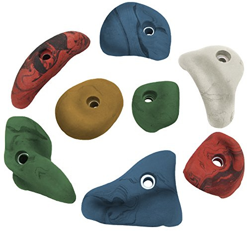 ALPIDEX 8 Klettergriffe | Henkel | Griffe Größe L | Klettersteine | Kletterwand | Verschiedene Formen Farben, Farbe:bunt