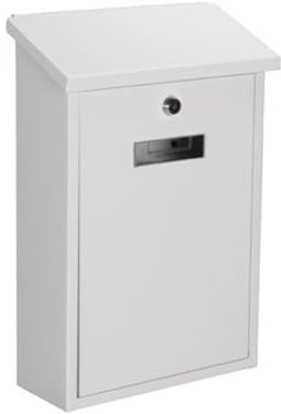 Perel Boîte aux Lettres Rio, Montage Mural et sur Poteau, avec Porte-nom, 2 clés, Dimensions (H x l x P) 39.5 x 27 x 10 cm, Blanc