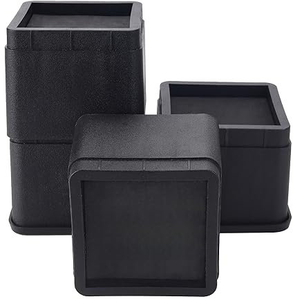 BTSD-home Adjustable Bed Risers 3 or 6 Inch - Heavy Duty Furniture Lifter Set of 4, Supports 2,200 lbs - for Under Bed Storage, Dorm, Bed Frame, Sofa, Table, Chair, Desk - Black