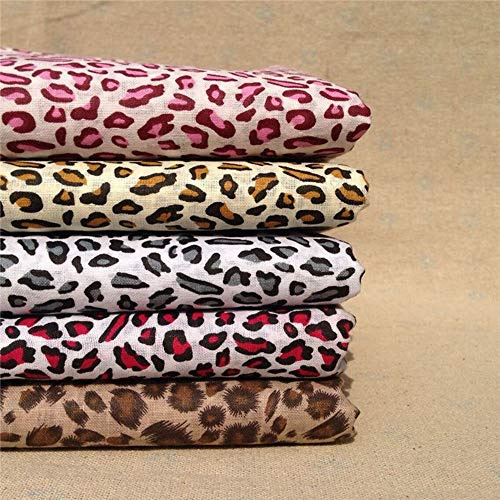 MoonyLI - 5 paquetes de tela de algodn con estampado de leopardo, 50 x 50 cm, 5 patrones diferentes