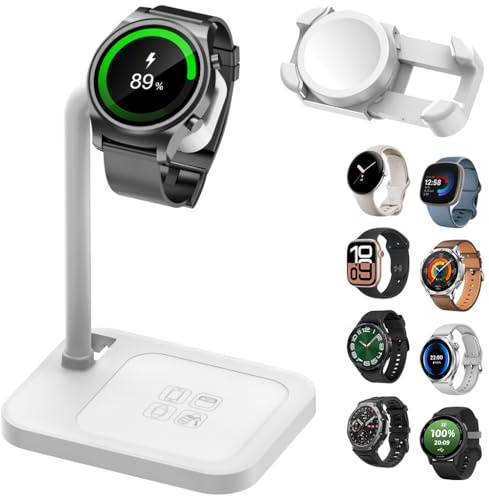 Universelle verstellbare Smartwatch-Ladestation mit Teleskopständer, kompatibel mit Samsung Galaxy, Google Pixel, Huawei, Garmin, AMAZTIM, Fossil, Fitbit, Amazfit, Suunto, Xiaomi(02S-W)