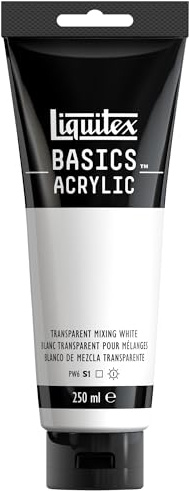 LIQUITEX 88700243 Basics Acrylic Paint, Transparent Mixing White, 250 ml Tube