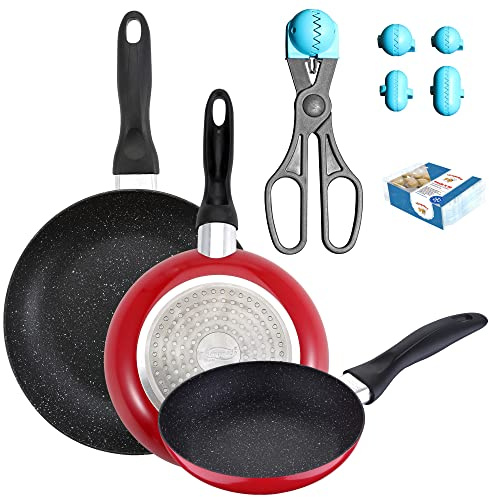 PACK DE 3 SARTENES SAN IGNACIO Ø16CM Ø20CM Ø24CM + UTENSILIO MULTIUSOS CON 4 MOLDES INTERCAMBIABLES + 20 BANDEJAS DE CONSERVACIÓN